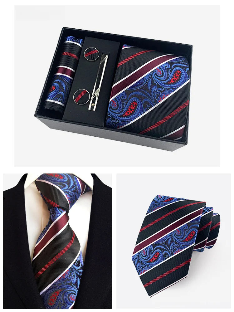 Factory Wholesale Men's Tie Business Dress Wedding Photo Suit Accessories Tie Cufflinks Square Tie Gift Box
