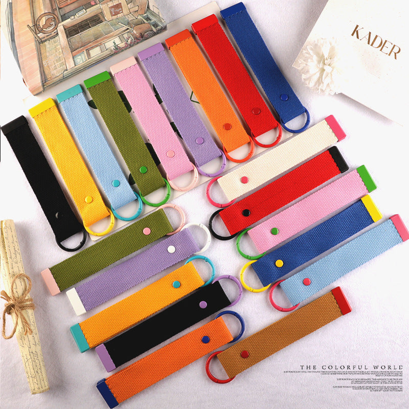 New 32mm Japanese and Korean Ins Style Dopamine Color DIY Keychain Ribbon Lanyard Embroidered Canvas Strap Korean Strap
