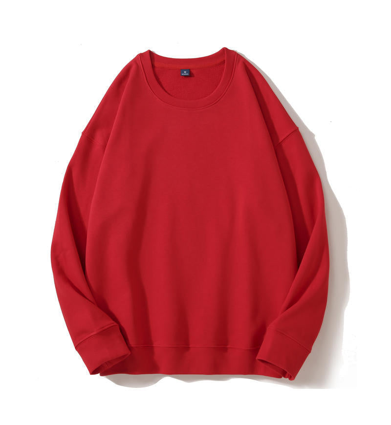 Autumn and Winter 460g Crew Neck Sweatshirt, Unisex, Loose Fit, Solid Color, Long-Sleeved Sports Top, Warm and Fleece-Lined, Versatile
