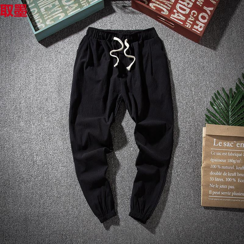 Spring and Summer Thin Breathable Linen Pants Men's Loose Straight Chinese Style Cotton and Linen Pants Men's Casual Linen Long Pants plus size