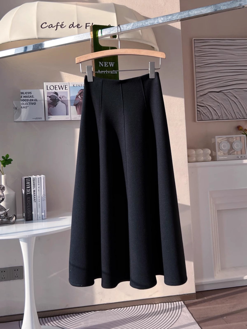 fleece-lined Thickened Acetic Acid Wool Skirt Women's Autumn and Winter High Waist All-match Mid-length A- line Umbrella Skirt Slimming