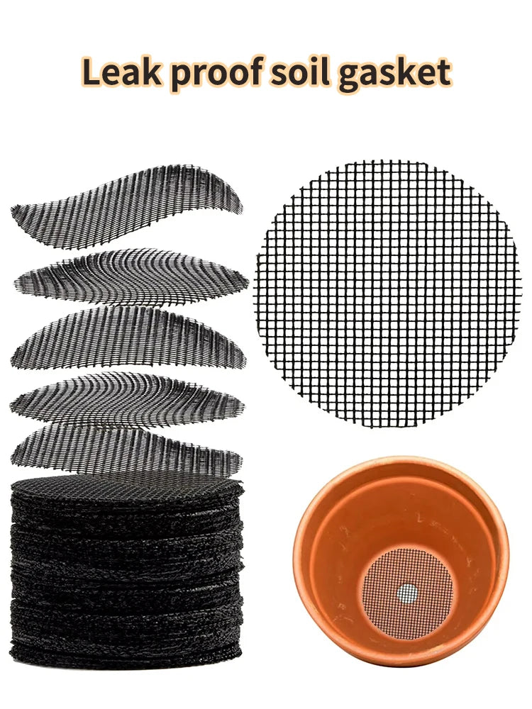 50PCS Flowerpot Gasket Ceramic Black Leakproof Soil Super Large Diameter Breathable Insect-Proof Plastic Circular Mesh Pad
