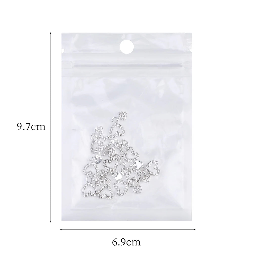 10/20PCs Silver Star Nail Charms With Rhinestones Shiny 3D Alloy Heart Nail Jewelry Y2K Charms For Acrylic Nails Decoration