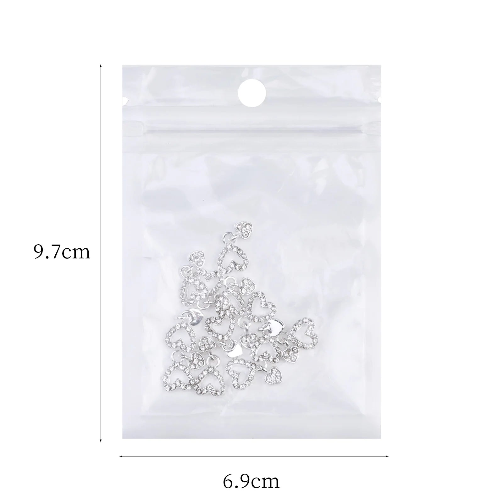 10/20PCs Silver Star Nail Charms With Rhinestones Shiny 3D Alloy Heart Nail Jewelry Y2K Charms For Acrylic Nails Decoration