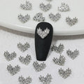 10/20PCs Silver Star Nail Charms With Rhinestones Shiny 3D Alloy Heart Nail Jewelry Y2K Charms For Acrylic Nails Decoration